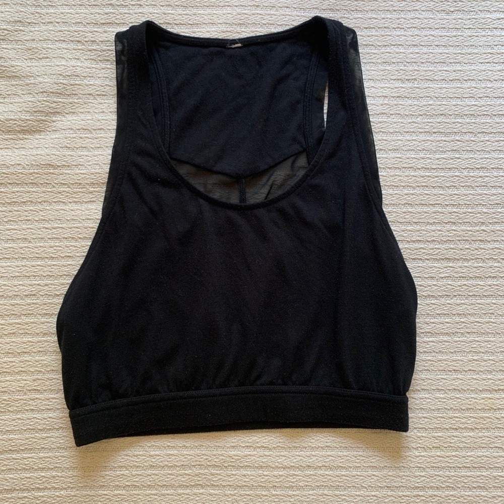 Alo Yoga Crop Black Mesh Top Sz S